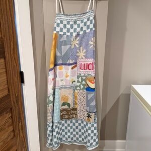 Women's Printed Maxi Dress with Pastel Patchwork Cottage Summer
